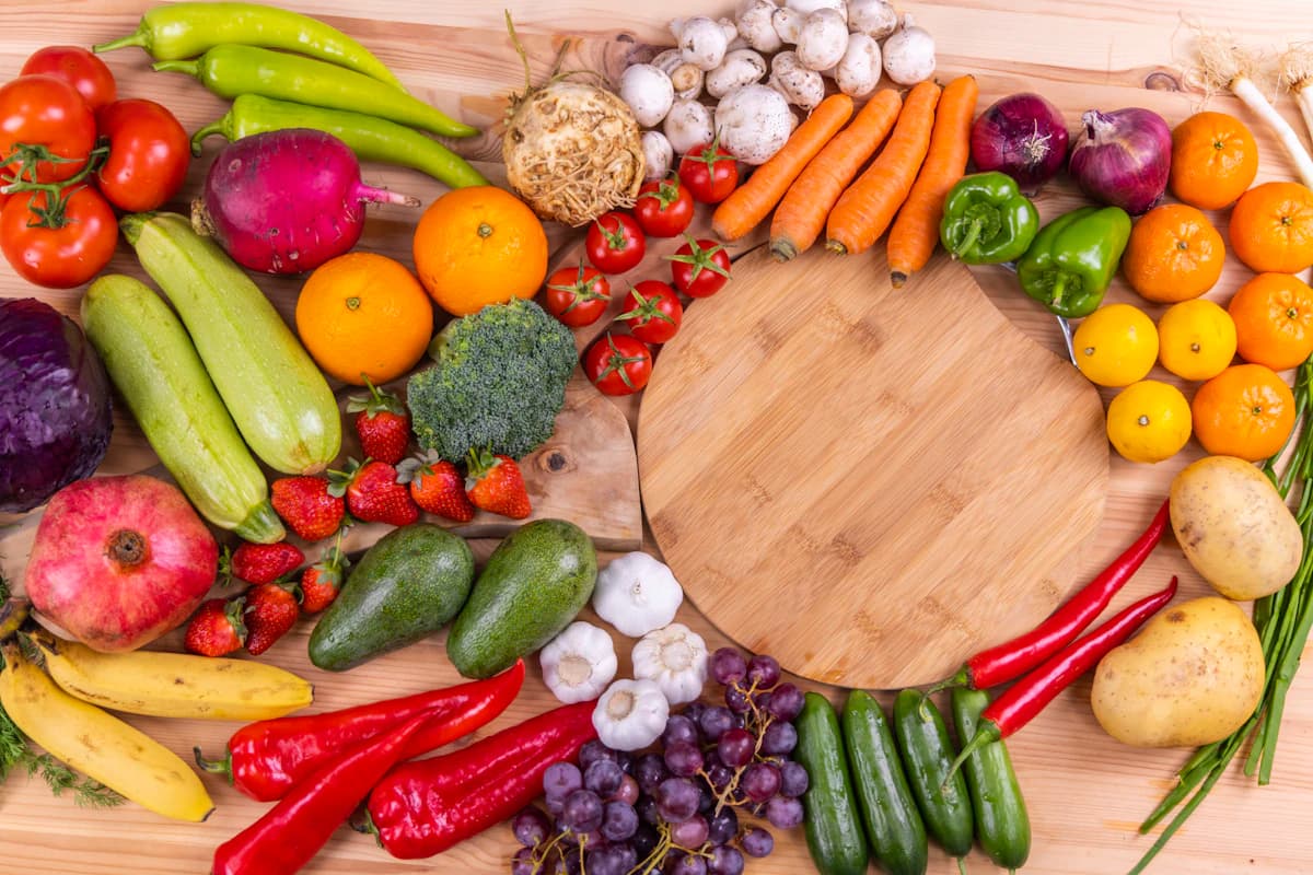 A colorful spread of fresh local produce